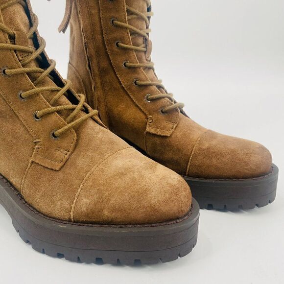 Sam Edelman Size 5.5 Tan Suede Junip Lace Up Combat Mid Calf Boot - Picture 7 of 11